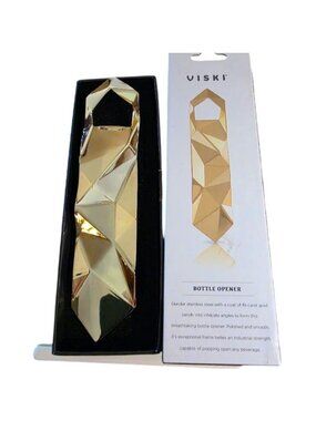 Viski Gold Plated Faceted Bottle Opener Barware Geometric Stainless Steel NIB